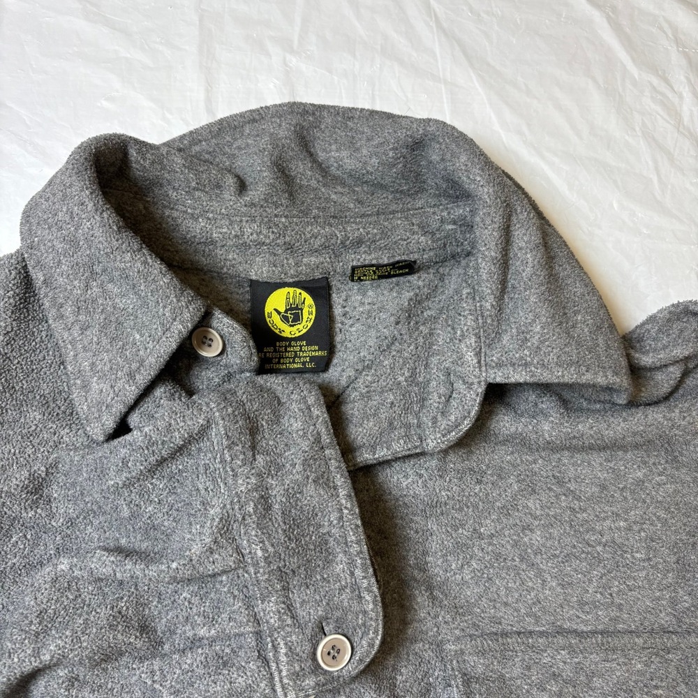 Body Glove Mens Gray Fleece Button Up Shirt Long Sleeve Pockets Size XL